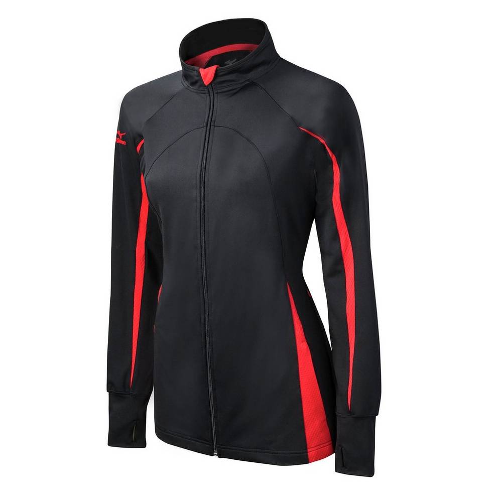 Casaco Mizuno Elite 9 Focus Full-Zip - Mulher - Pretas/Vermelhas - ZDAHF7285